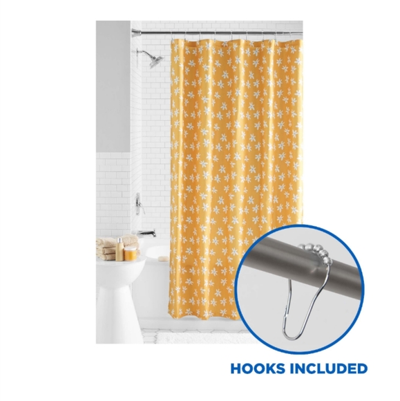 Fabric shower curtain with hooks - Picture 3 of 3